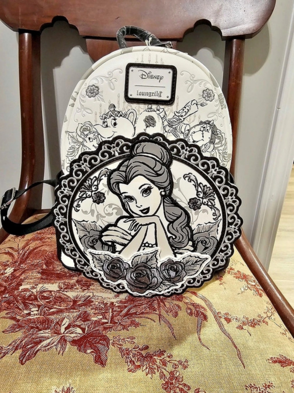Loungefly Beauty and the Beast Belle Sketch Mini-Backpack White & Black